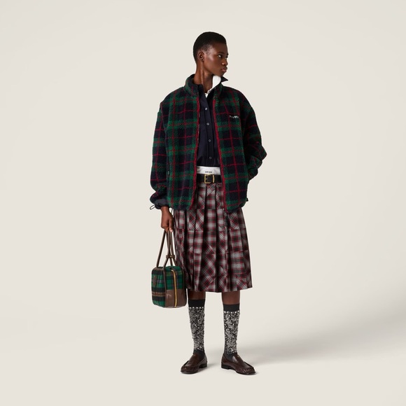 Miu Miu Checked Teddy Zip Up Fleece Jacket Coat Sweater~aso Rhianna~S,Small,36 - Picture 2 of 13